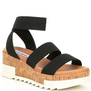 STEVE MADDEN EXCELLENT CONDITION BANDI ELASTIC CORK PLATFORM WEDGE WOMENS 10